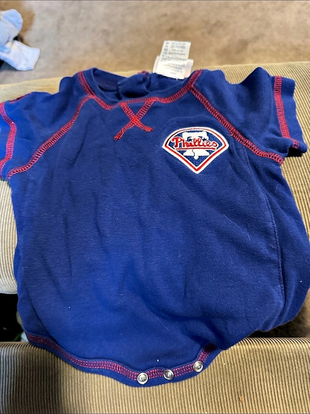 Majestic Philadelphia Phillies MLB Infant Bodysuit Polo Blue & Red Baby 6M